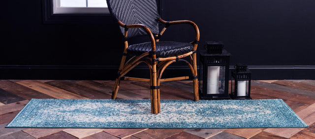 Turquoise 2' x 8' 8 Bromley Runner Area Rug 100% Polypropylene With Cotton Backing Vintage Distressed Colorful Traditional Carpet for Living Dining Rooms Offices for Sale at Rug Engine