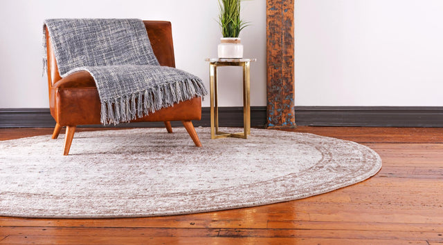 Light Brown 5' 1 x 5' 1 Bromley Round Area Rug 100% Polypropylene With Cotton Backing Vintage Distressed Colorful Traditional Carpet for Living Dining Rooms Offices for Sale at Rug Engine