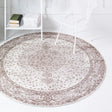 Light Brown 5' 1 x 5' 1 Bromley Round Area Rug 100% Polypropylene With Cotton Backing Vintage Distressed Colorful Traditional Carpet for Living Dining Rooms Offices for Sale at Rug Engine