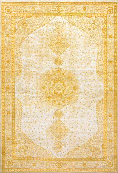 Yellow 10' x 14' 1 Bromley Rectangle Area Rug 100% Polypropylene With Cotton Backing Vintage Distressed Colorful Traditional Carpet for Living Dining Rooms Offices for Sale at Rug Engine