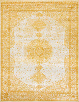 Yellow 7' 10 x 10' Bromley Rectangle Area Rug 100% Polypropylene With Cotton Backing Vintage Distressed Colorful Traditional Carpet for Living Dining Rooms Offices for Sale at Rug Engine
