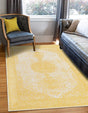 Yellow 4' 1 x 6' 1 Bromley Rectangle Area Rug 100% Polypropylene With Cotton Backing Vintage Distressed Colorful Traditional Carpet for Living Dining Rooms Offices for Sale at Rug Engine