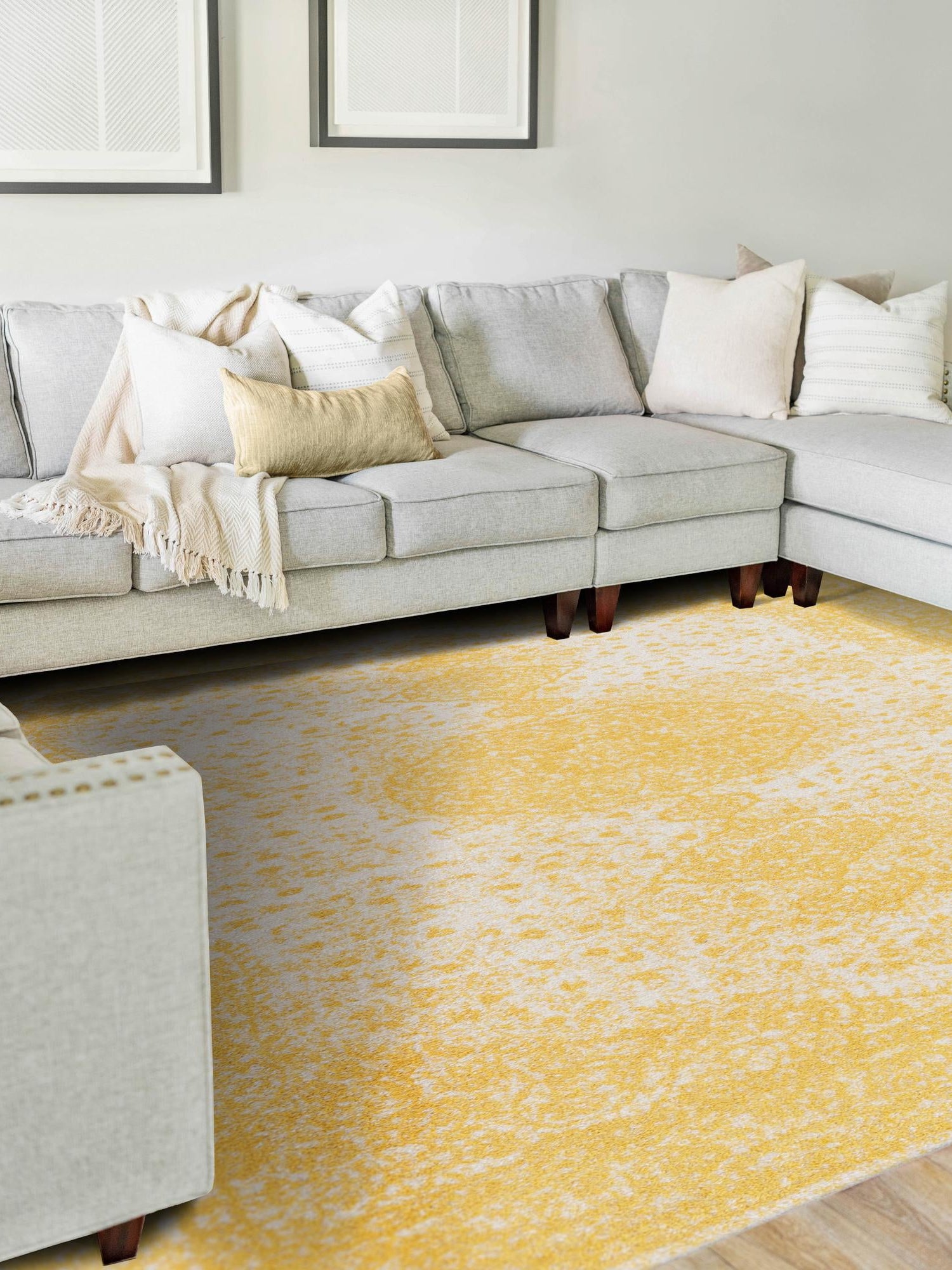 Yellow 2' x 3' 1 Bromley Rectangle Area Rug 100% Polypropylene With Cotton Backing Vintage Distressed Colorful Traditional Carpet for Living Dining Rooms Offices for Sale at Rug Engine