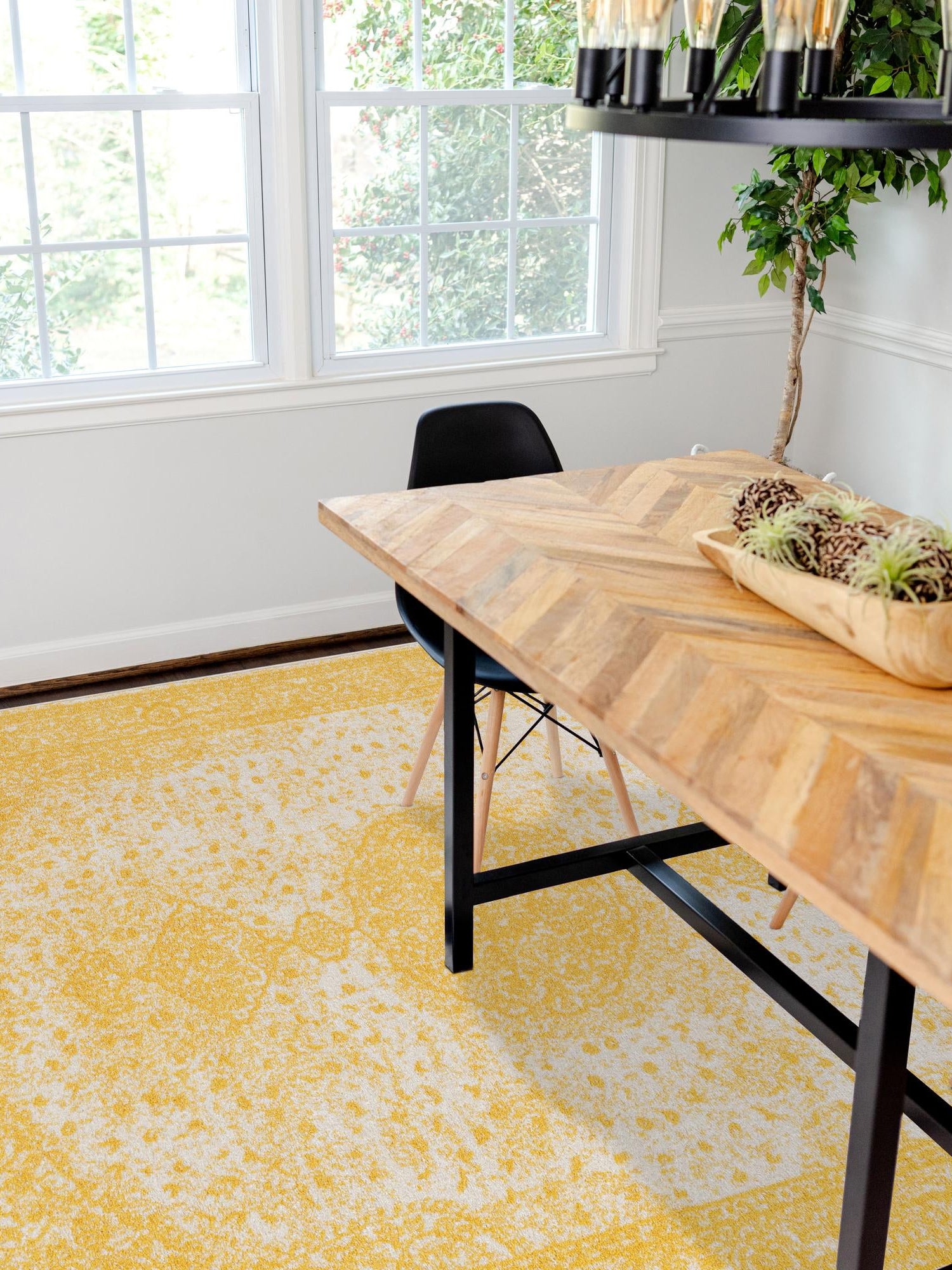 Yellow 2' x 3' 1 Bromley Rectangle Area Rug 100% Polypropylene With Cotton Backing Vintage Distressed Colorful Traditional Carpet for Living Dining Rooms Offices for Sale at Rug Engine