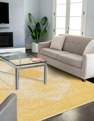 Yellow 4' 1 x 6' 1 Bromley Rectangle Area Rug 100% Polypropylene With Cotton Backing Vintage Distressed Colorful Traditional Carpet for Living Dining Rooms Offices for Sale at Rug Engine