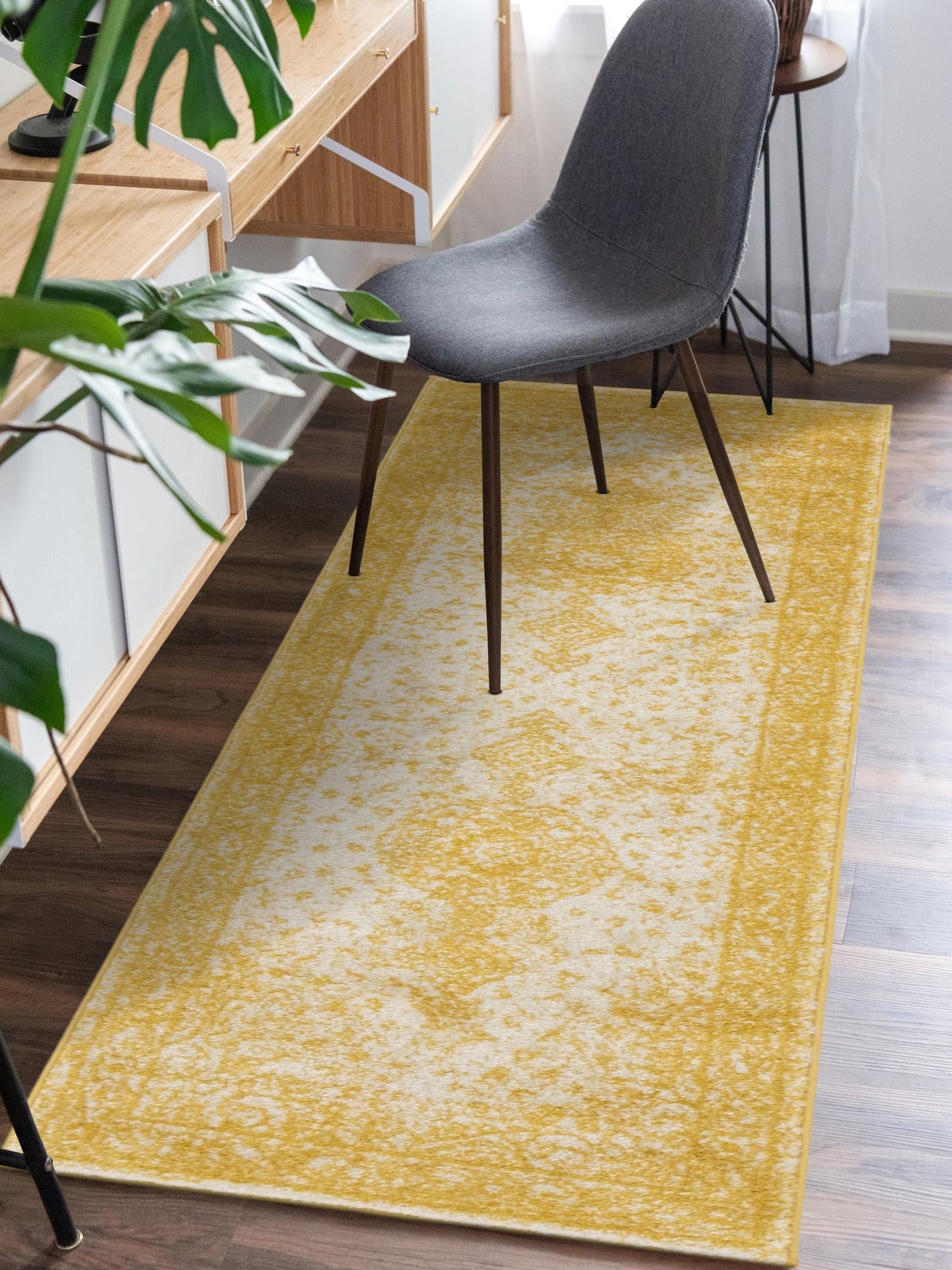 Yellow 2' x 13' 1 Bromley Runner Area Rug 100% Polypropylene With Cotton Backing Vintage Distressed Colorful Traditional Carpet for Living Dining Rooms Offices for Sale at Rug Engine