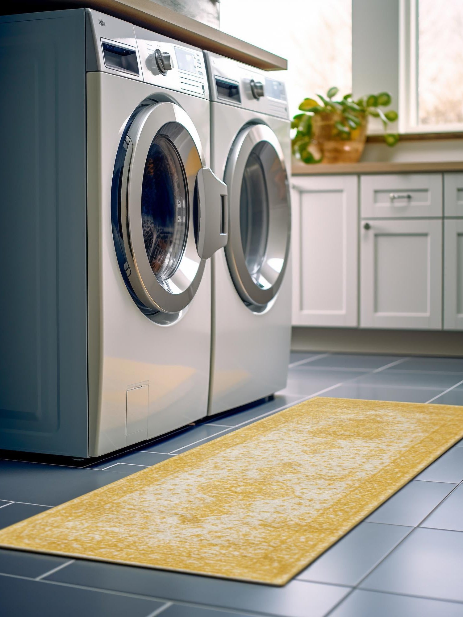 Yellow 2' x 6' 9 Bromley Runner Area Rug 100% Polypropylene With Cotton Backing Vintage Distressed Colorful Traditional Carpet for Living Dining Rooms Offices for Sale at Rug Engine