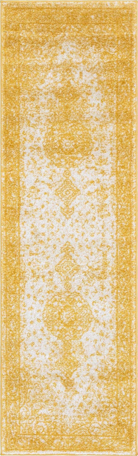 Yellow 2' x 6' 9 Bromley Runner Area Rug 100% Polypropylene With Cotton Backing Vintage Distressed Colorful Traditional Carpet for Living Dining Rooms Offices for Sale at Rug Engine