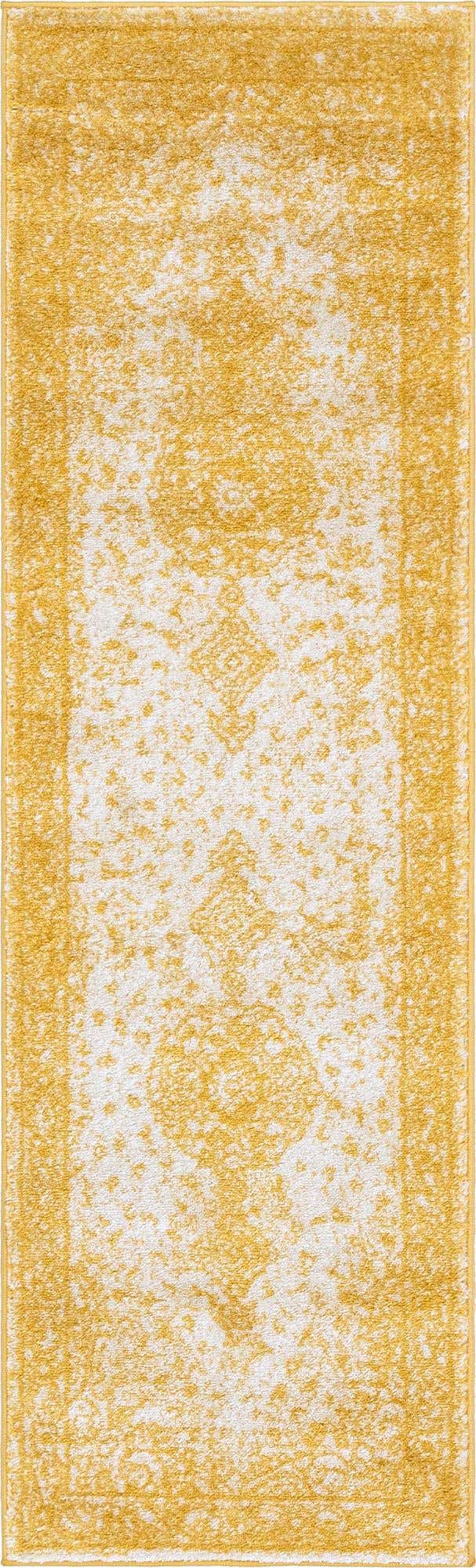 Yellow 2' x 6' 9 Bromley Runner Area Rug 100% Polypropylene With Cotton Backing Vintage Distressed Colorful Traditional Carpet for Living Dining Rooms Offices for Sale at Rug Engine