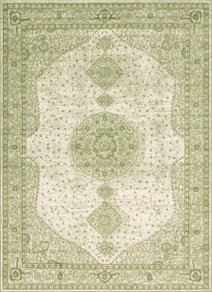Green 9' x 12' Bromley Rectangle Area Rug 100% Polypropylene With Cotton Backing Vintage Distressed Colorful Traditional Carpet for Living Dining Rooms Offices for Sale at Rug Engine