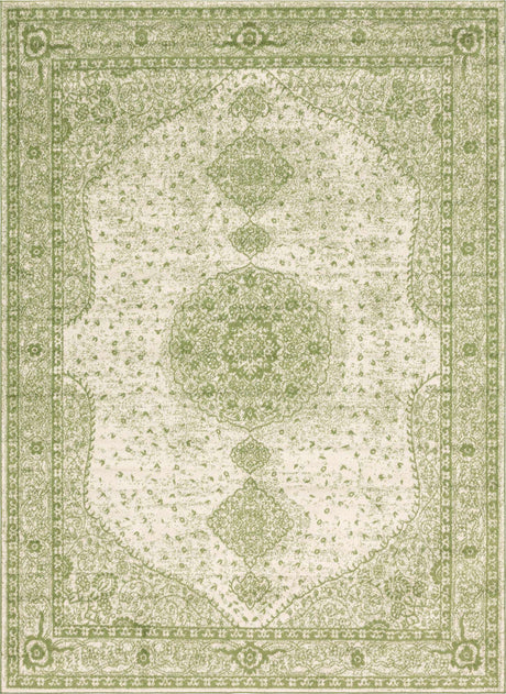 Green 9' x 12' Bromley Rectangle Area Rug 100% Polypropylene With Cotton Backing Vintage Distressed Colorful Traditional Carpet for Living Dining Rooms Offices for Sale at Rug Engine
