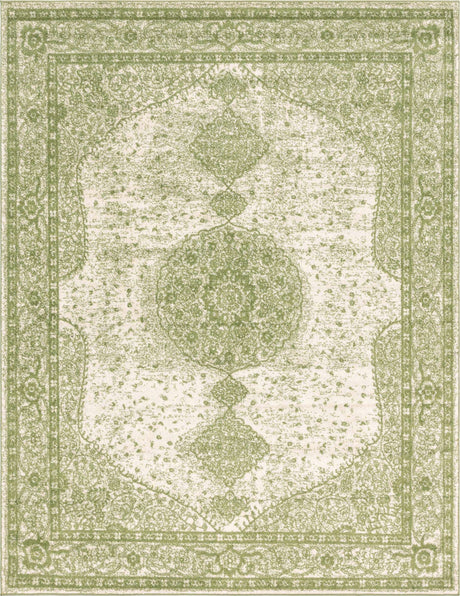 Green 7' 10 x 10' Bromley Rectangle Area Rug 100% Polypropylene With Cotton Backing Vintage Distressed Colorful Traditional Carpet for Living Dining Rooms Offices for Sale at Rug Engine
