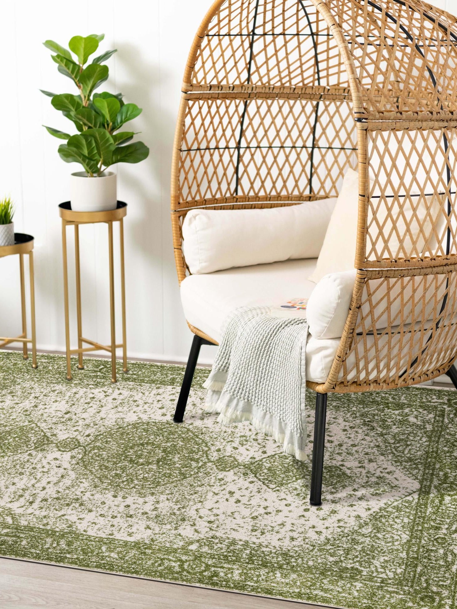 Green 7' 10 x 10' Bromley Rectangle Area Rug 100% Polypropylene With Cotton Backing Vintage Distressed Colorful Traditional Carpet for Living Dining Rooms Offices for Sale at Rug Engine