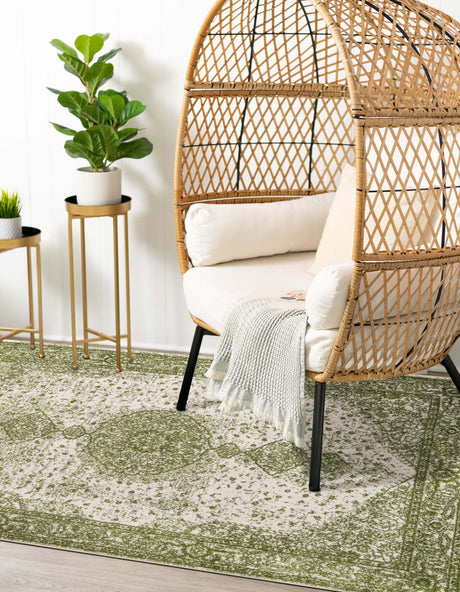 Green 7' 10 x 10' Bromley Rectangle Area Rug 100% Polypropylene With Cotton Backing Vintage Distressed Colorful Traditional Carpet for Living Dining Rooms Offices for Sale at Rug Engine