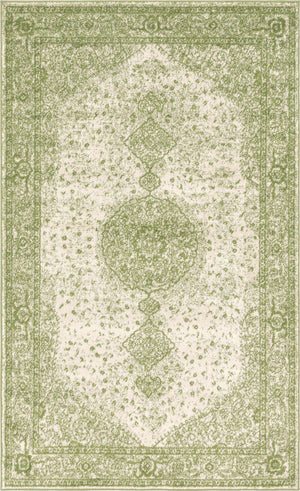 Green 5' 3 x 8' Bromley Rectangle Area Rug 100% Polypropylene With Cotton Backing Vintage Distressed Colorful Traditional Carpet for Living Dining Rooms Offices for Sale at Rug Engine