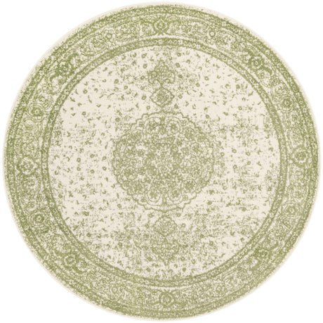 Green 5' 3 x 5' 3 Bromley Round Area Rug 100% Polypropylene With Cotton Backing Vintage Distressed Colorful Traditional Carpet for Living Dining Rooms Offices for Sale at Rug Engine