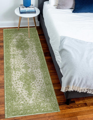Green 2' x 8' 8 Bromley Runner Area Rug 100% Polypropylene With Cotton Backing Vintage Distressed Colorful Traditional Carpet for Living Dining Rooms Offices for Sale at Rug Engine
