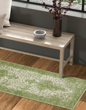 Green 2' x 8' 8 Bromley Runner Area Rug 100% Polypropylene With Cotton Backing Vintage Distressed Colorful Traditional Carpet for Living Dining Rooms Offices for Sale at Rug Engine