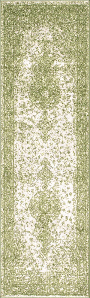 Green 2' x 6' 7 Bromley Runner Area Rug 100% Polypropylene With Cotton Backing Vintage Distressed Colorful Traditional Carpet for Living Dining Rooms Offices for Sale at Rug Engine