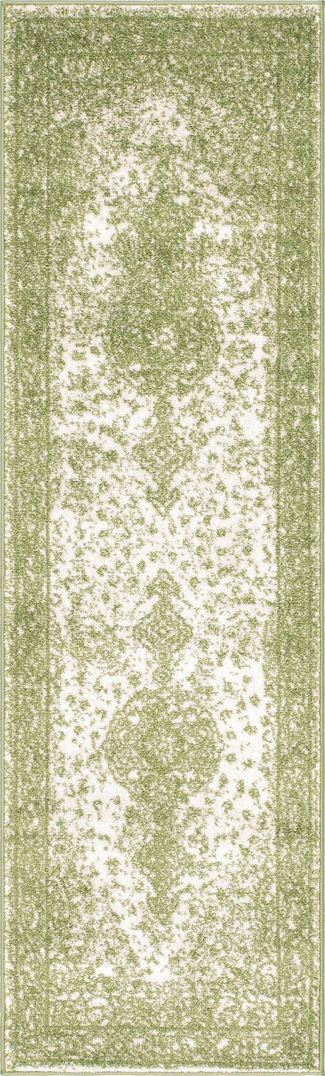 Green 2' x 6' 7 Bromley Runner Area Rug 100% Polypropylene With Cotton Backing Vintage Distressed Colorful Traditional Carpet for Living Dining Rooms Offices for Sale at Rug Engine