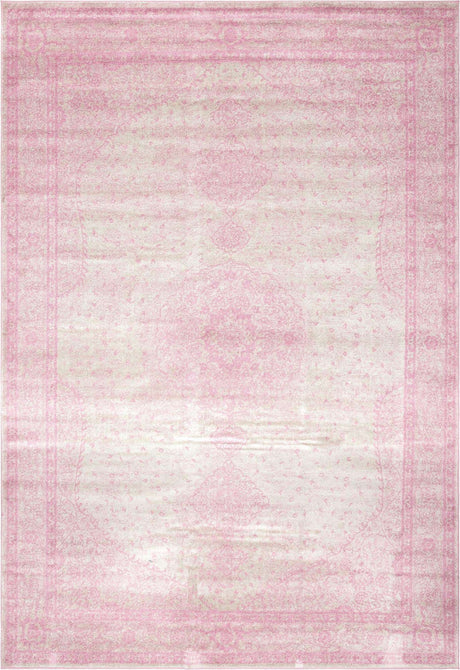 Pink 10' x 14' 1 Bromley Rectangle Area Rug 100% Polypropylene With Cotton Backing Vintage Distressed Colorful Traditional Carpet for Living Dining Rooms Offices for Sale at Rug Engine