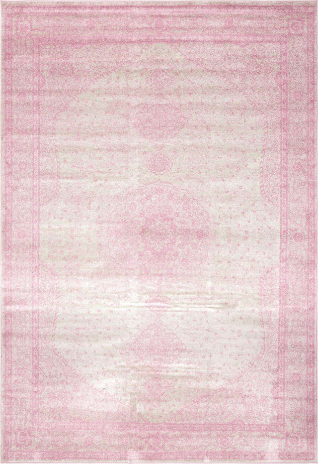 Pink 10' x 14' 1 Bromley Rectangle Area Rug 100% Polypropylene With Cotton Backing Vintage Distressed Colorful Traditional Carpet for Living Dining Rooms Offices for Sale at Rug Engine