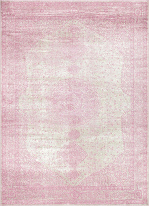 Pink 9' x 12' Bromley Rectangle Area Rug 100% Polypropylene With Cotton Backing Vintage Distressed Colorful Traditional Carpet for Living Dining Rooms Offices for Sale at Rug Engine