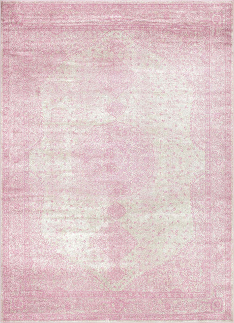 Pink 9' x 12' Bromley Rectangle Area Rug 100% Polypropylene With Cotton Backing Vintage Distressed Colorful Traditional Carpet for Living Dining Rooms Offices for Sale at Rug Engine