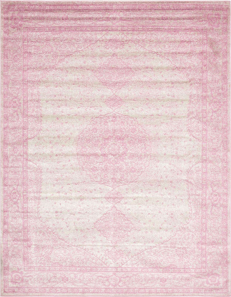 Pink 7' 10 x 10' Bromley Rectangle Area Rug 100% Polypropylene With Cotton Backing Vintage Distressed Colorful Traditional Carpet for Living Dining Rooms Offices for Sale at Rug Engine