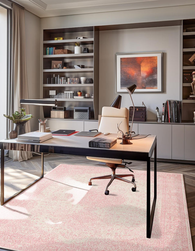 Pink 7' 10 x 10' Bromley Rectangle Area Rug 100% Polypropylene With Cotton Backing Vintage Distressed Colorful Traditional Carpet for Living Dining Rooms Offices for Sale at Rug Engine