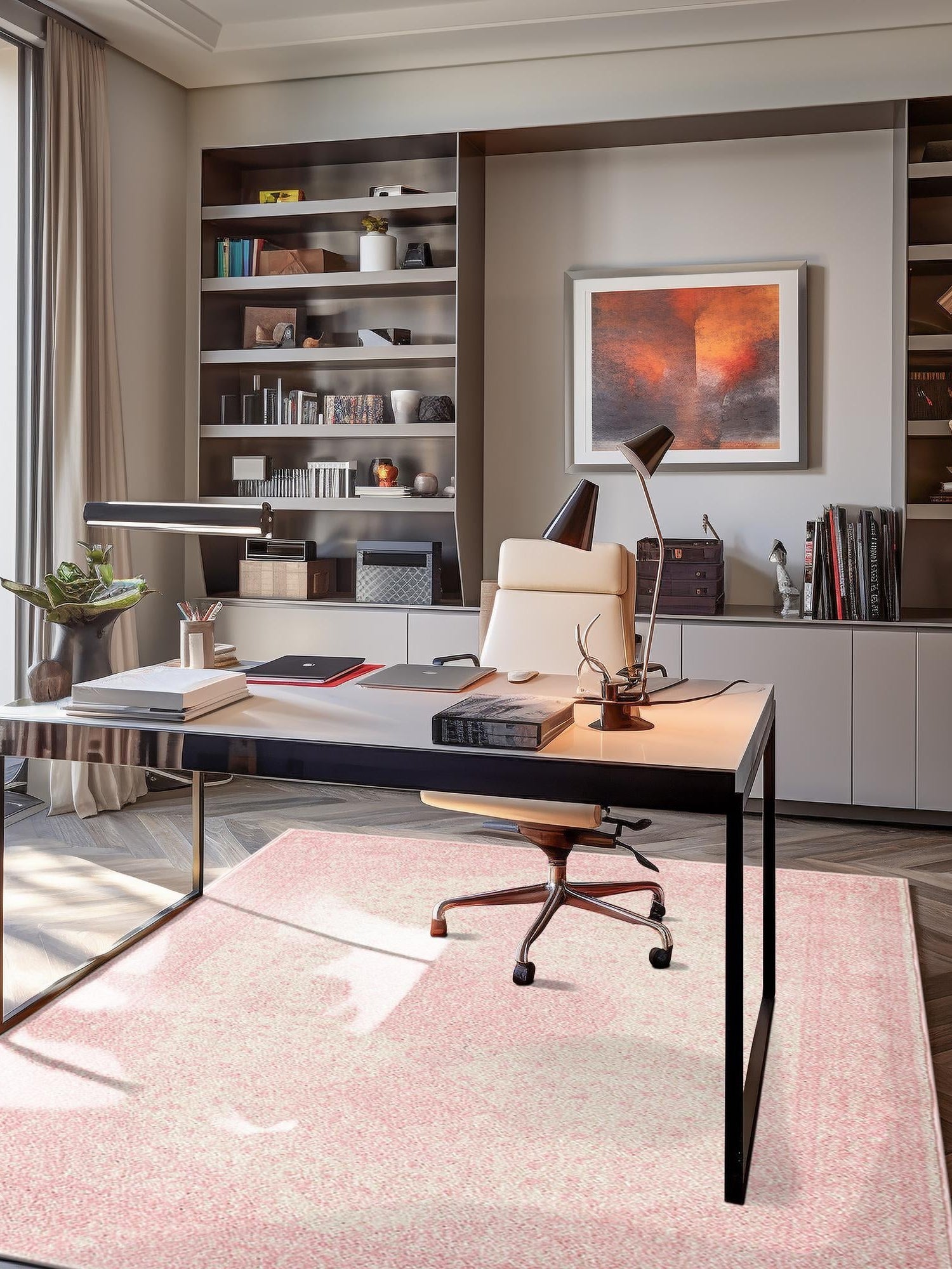Pink 7' 10 x 11' Bromley Rectangle Area Rug 100% Polypropylene With Cotton Backing Vintage Distressed Colorful Traditional Carpet for Living Dining Rooms Offices for Sale at Rug Engine