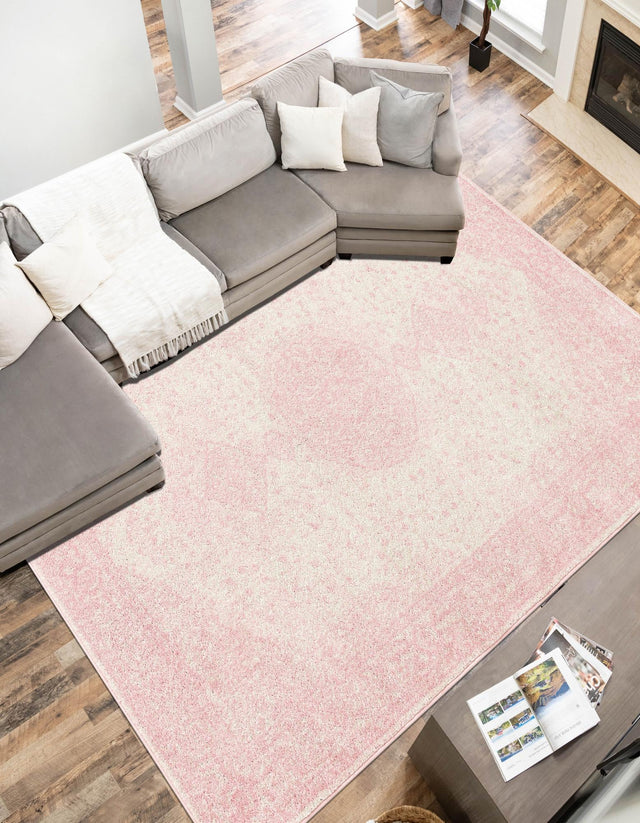 Pink 3' 1 x 5' 3 Bromley Rectangle Area Rug 100% Polypropylene With Cotton Backing Vintage Distressed Colorful Traditional Carpet for Living Dining Rooms Offices for Sale at Rug Engine