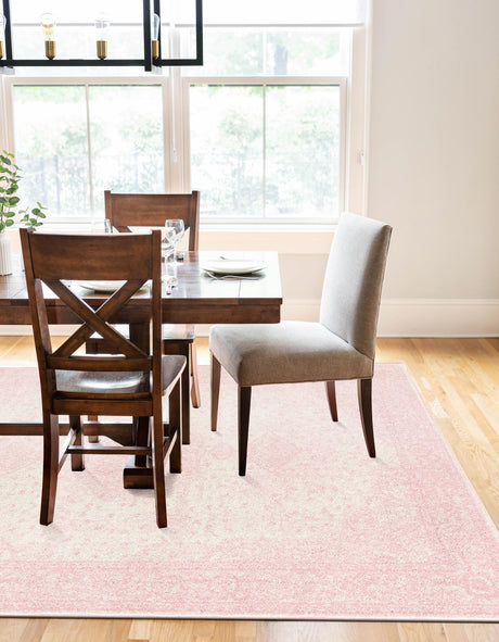 Pink 6' 1 x 9' Bromley Rectangle Area Rug 100% Polypropylene With Cotton Backing Vintage Distressed Colorful Traditional Carpet for Living Dining Rooms Offices for Sale at Rug Engine