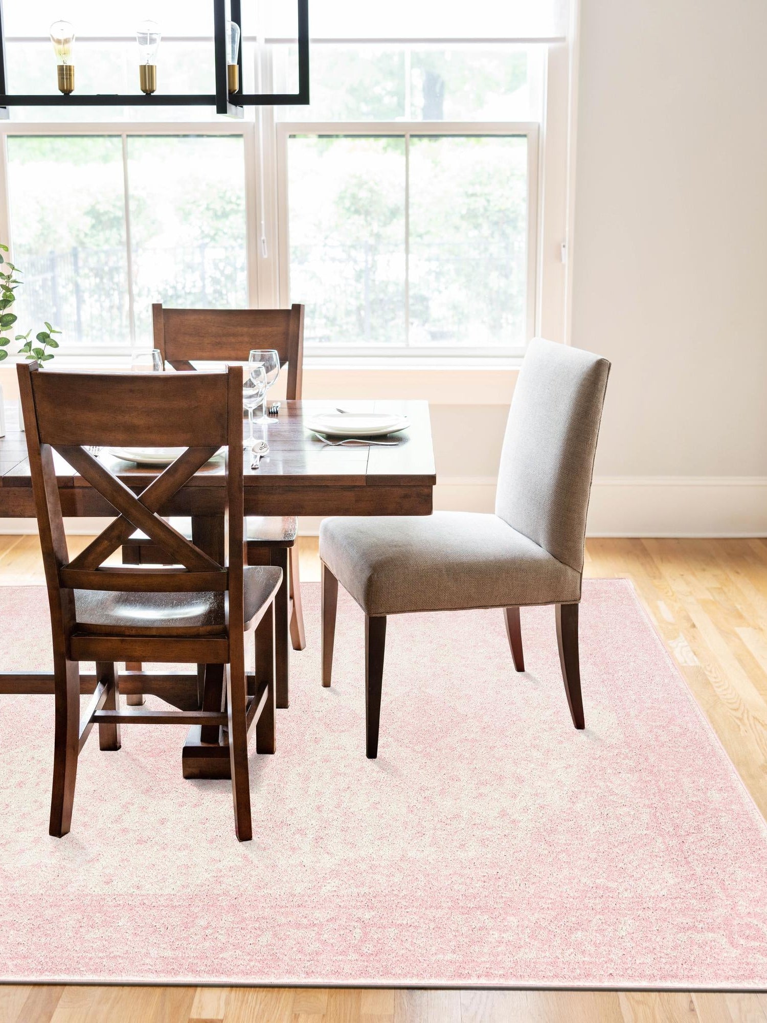 Pink 7' 10 x 11' Bromley Rectangle Area Rug 100% Polypropylene With Cotton Backing Vintage Distressed Colorful Traditional Carpet for Living Dining Rooms Offices for Sale at Rug Engine
