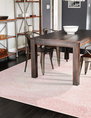 Pink 9' x 12' Bromley Rectangle Area Rug 100% Polypropylene With Cotton Backing Vintage Distressed Colorful Traditional Carpet for Living Dining Rooms Offices for Sale at Rug Engine