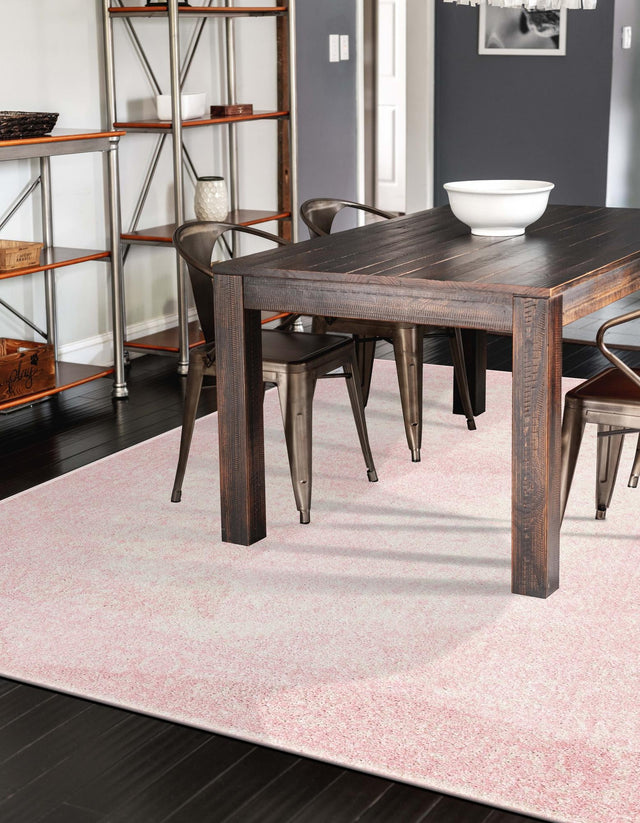 Pink 7' 10 x 10' Bromley Rectangle Area Rug 100% Polypropylene With Cotton Backing Vintage Distressed Colorful Traditional Carpet for Living Dining Rooms Offices for Sale at Rug Engine