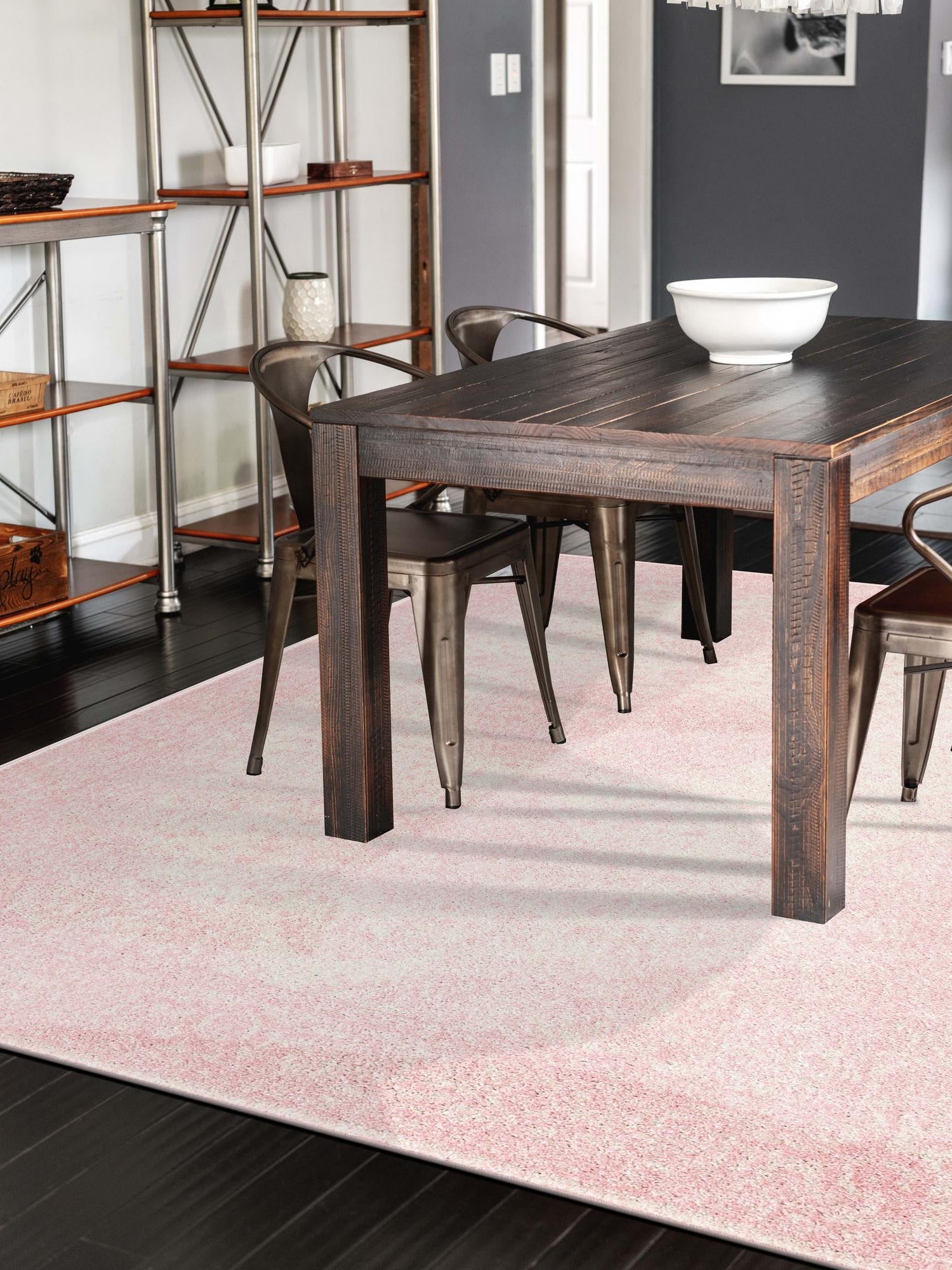 Pink 7' 1 x 10' Bromley Rectangle Area Rug 100% Polypropylene With Cotton Backing Vintage Distressed Colorful Traditional Carpet for Living Dining Rooms Offices for Sale at Rug Engine