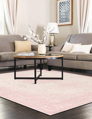 Pink 6' 1 x 9' Bromley Rectangle Area Rug 100% Polypropylene With Cotton Backing Vintage Distressed Colorful Traditional Carpet for Living Dining Rooms Offices for Sale at Rug Engine