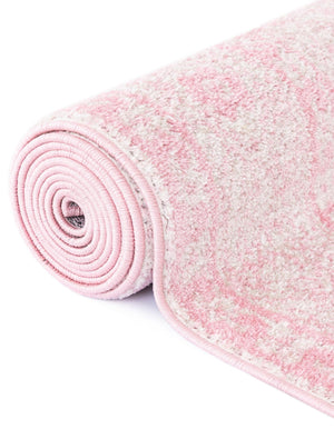Pink 6' 1 x 9' Bromley Rectangle Area Rug 100% Polypropylene With Cotton Backing Vintage Distressed Colorful Traditional Carpet for Living Dining Rooms Offices for Sale at Rug Engine