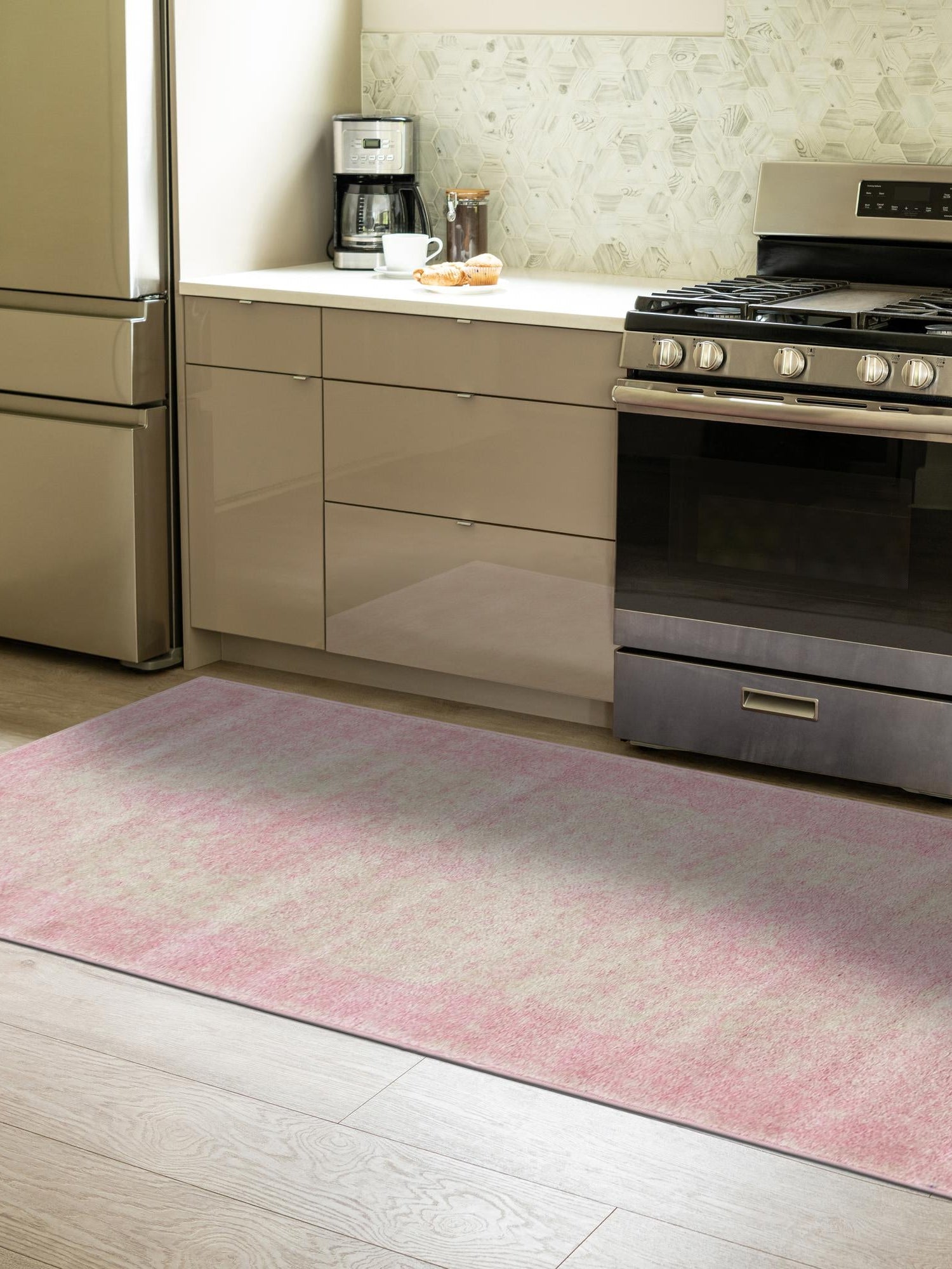 Pink 2' x 9' Bromley Runner Area Rug 100% Polypropylene With Cotton Backing Vintage Distressed Colorful Traditional Carpet for Living Dining Rooms Offices for Sale at Rug Engine
