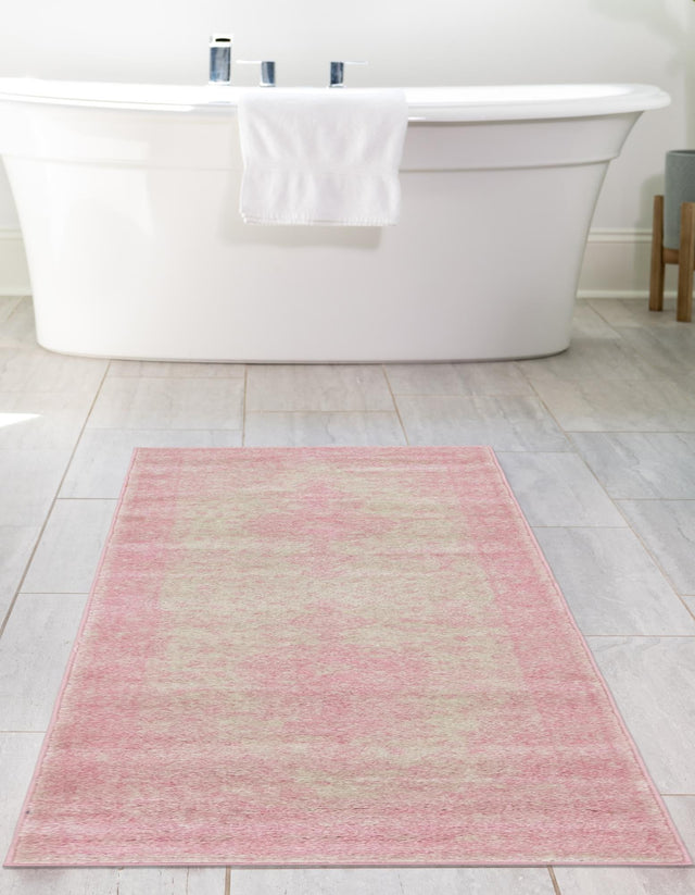 Pink 2' x 7' 1 Bromley Runner Area Rug 100% Polypropylene With Cotton Backing Vintage Distressed Colorful Traditional Carpet for Living Dining Rooms Offices for Sale at Rug Engine