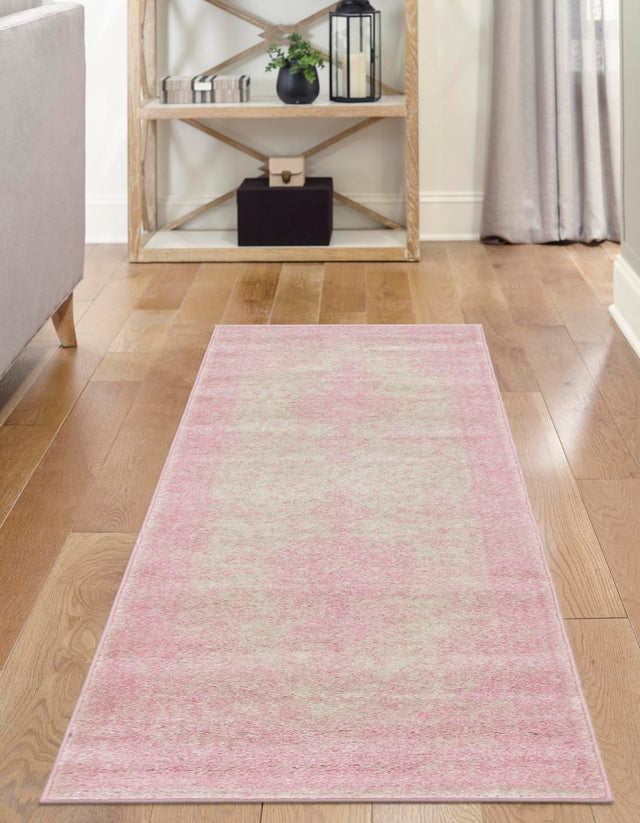 Pink 2' x 13' 1 Bromley Runner Area Rug 100% Polypropylene With Cotton Backing Vintage Distressed Colorful Traditional Carpet for Living Dining Rooms Offices for Sale at Rug Engine