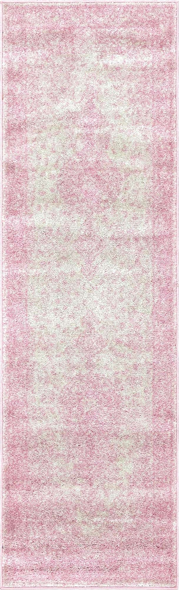 Pink 2' x 7' 1 Bromley Runner Area Rug 100% Polypropylene With Cotton Backing Vintage Distressed Colorful Traditional Carpet for Living Dining Rooms Offices for Sale at Rug Engine