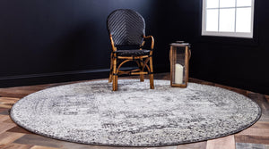 Ivory 3' x 3' Bromley Round Area Rug 100% Polypropylene With Cotton Backing Vintage Distressed Colorful Traditional Carpet for Living Dining Rooms Offices for Sale at Rug Engine