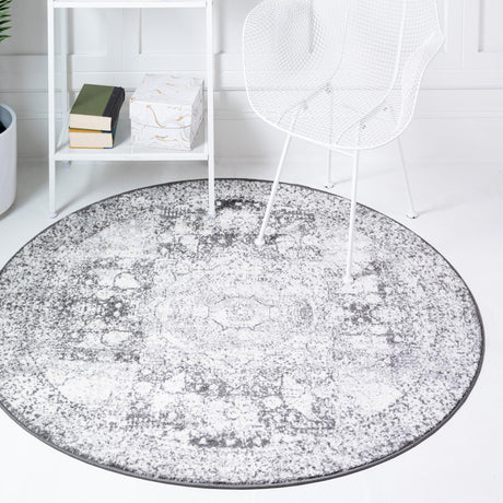Ivory 3' x 3' Bromley Round Area Rug 100% Polypropylene With Cotton Backing Vintage Distressed Colorful Traditional Carpet for Living Dining Rooms Offices for Sale at Rug Engine