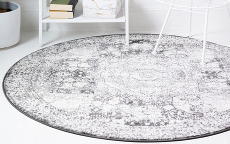 Ivory 3' x 3' Bromley Round Area Rug 100% Polypropylene With Cotton Backing Vintage Distressed Colorful Traditional Carpet for Living Dining Rooms Offices for Sale at Rug Engine