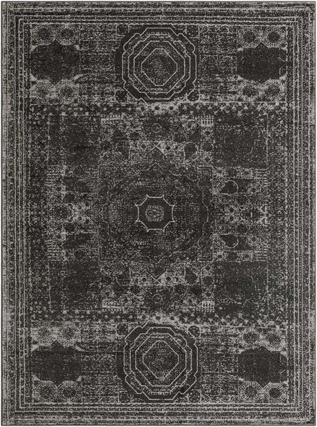 Dark Gray 9' x 12' Bromley Rectangle Area Rug 100% Polypropylene With Cotton Backing Vintage Distressed Colorful Traditional Carpet for Living Dining Rooms Offices for Sale at Rug Engine