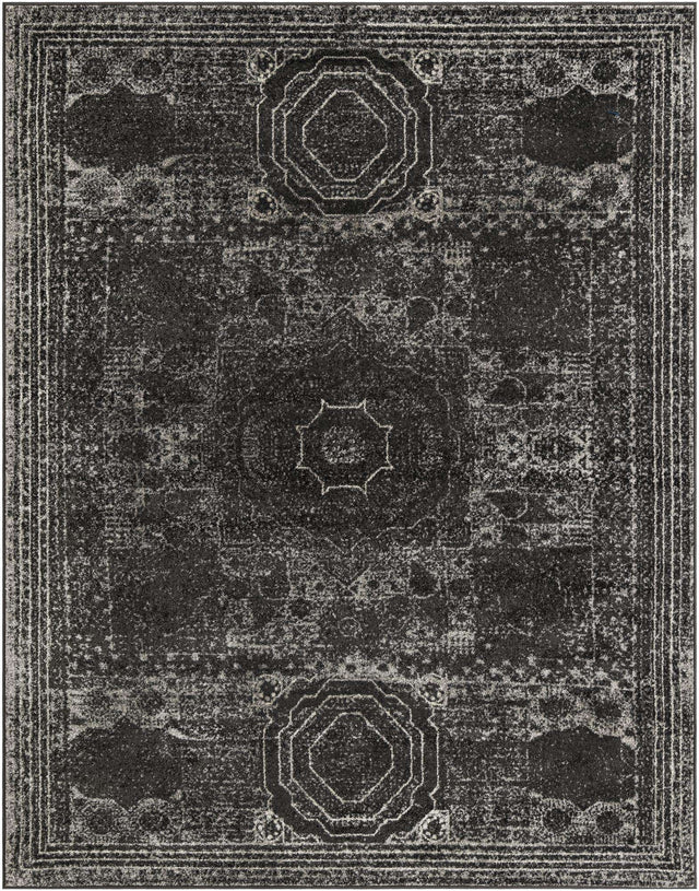 Dark Gray 7' 10 x 10' Bromley Rectangle Area Rug 100% Polypropylene With Cotton Backing Vintage Distressed Colorful Traditional Carpet for Living Dining Rooms Offices for Sale at Rug Engine