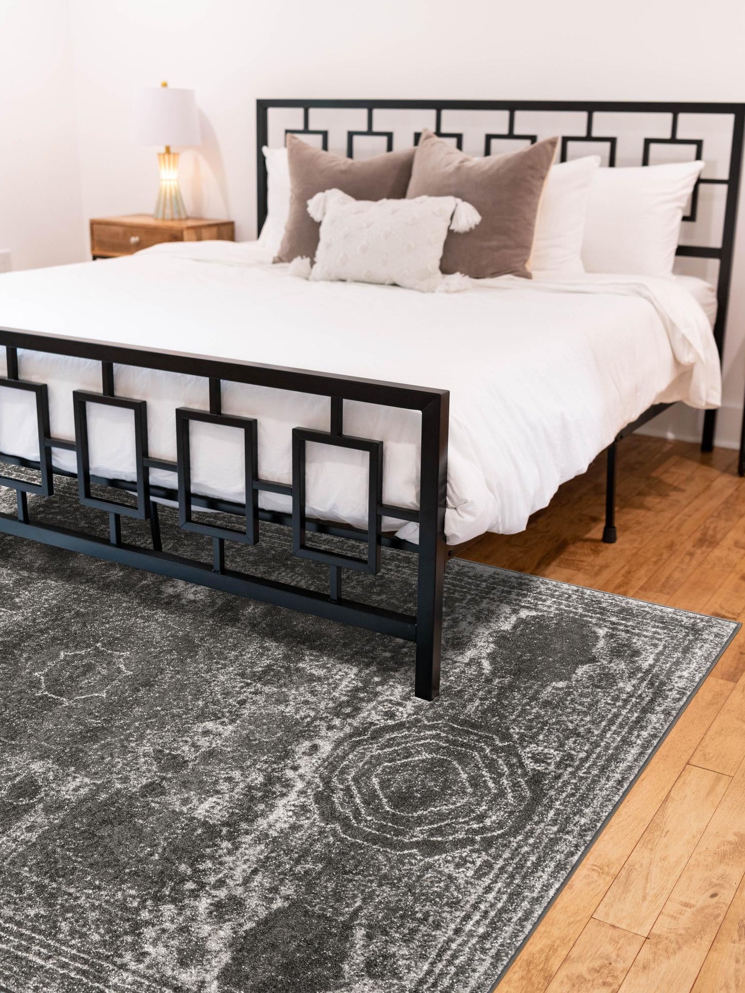 Dark Gray 9' x 12' Bromley Rectangle Area Rug 100% Polypropylene With Cotton Backing Vintage Distressed Colorful Traditional Carpet for Living Dining Rooms Offices for Sale at Rug Engine