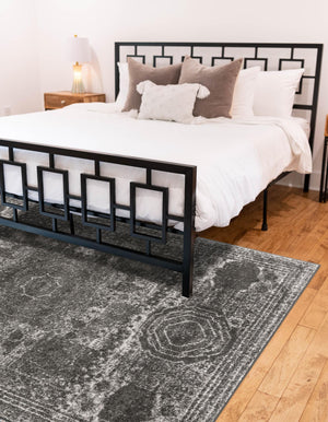 Dark Gray 7' 1 x 10' Bromley Rectangle Area Rug 100% Polypropylene With Cotton Backing Vintage Distressed Colorful Traditional Carpet for Living Dining Rooms Offices for Sale at Rug Engine